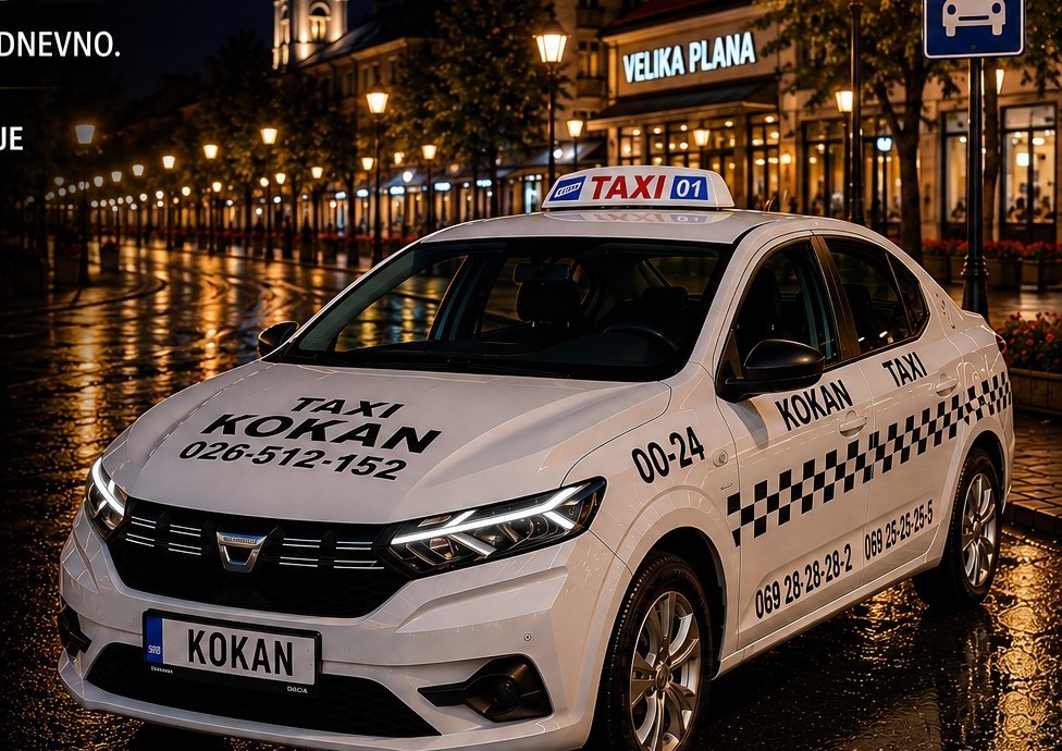 Kokan Taxi vozilo noću